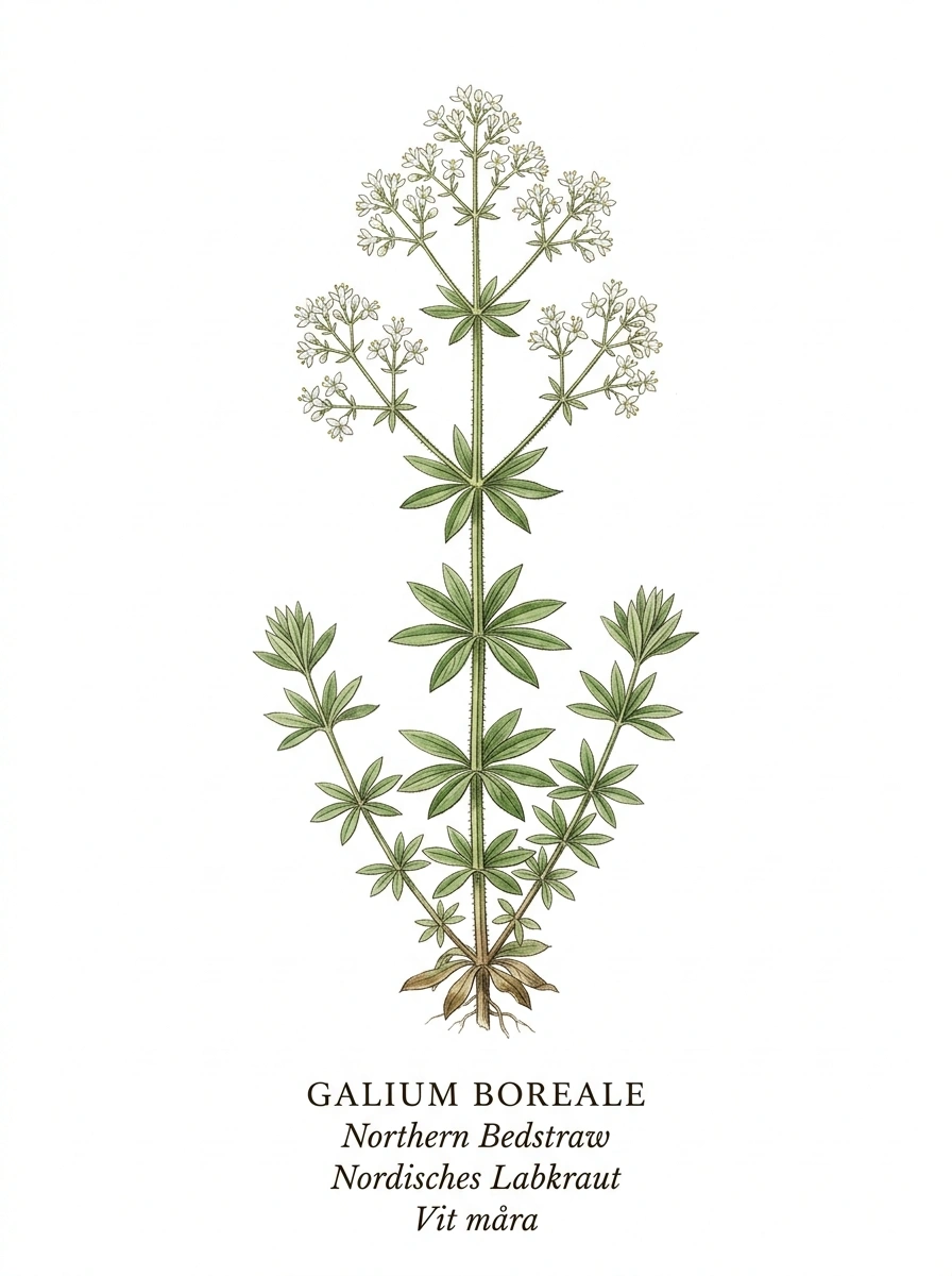 Botanische Illustration von Nordisches Labkraut (Galium boreale)