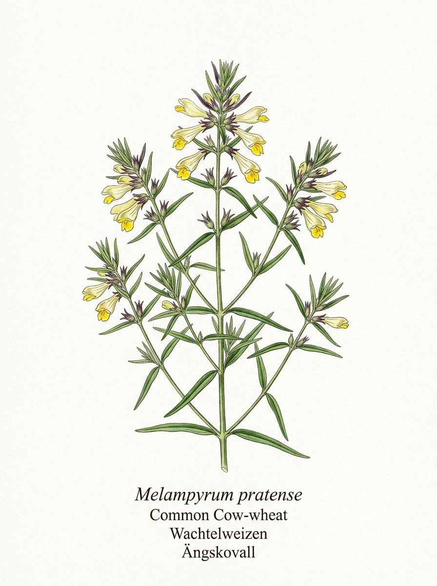 Botanische Illustration von Wiesen-Wachtelweizen (Melampyrum pratense)