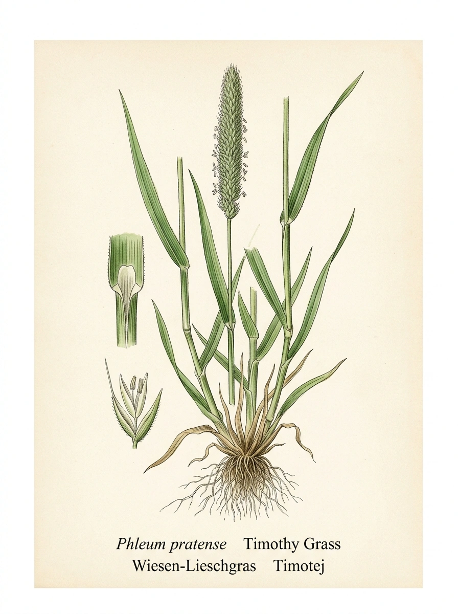Botanische Illustration von Wiesen-Lieschgras (Phleum pratense)